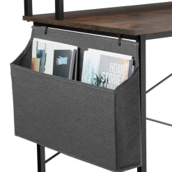 tectake Bureau met plank en organizer, Industrieel Hout Donker, Rustiek