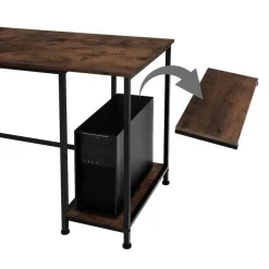 tectake Bureau Stoke 137x55x75cm, Industrieel Hout Donker, Rustiek