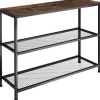 tectake Consoletafel Bristol 100x30x81cm, Industrieel Hout Donker, Rustiek