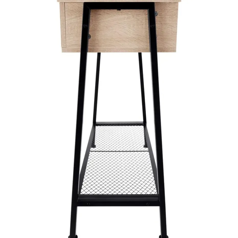 tectake Consoletafel Tralee 100x35x80,5cm, Industrieel Licht Hout, Eiken Sonoma