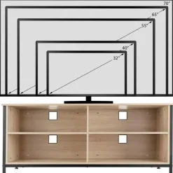 tectake Dressoir Navan 147x41x60,5cm, Industrieel Licht Hout, Eiken Sonoma