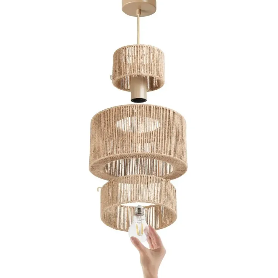 tectake Hanglamp Allegra van jute in boho-stijl, 40W, Natuur