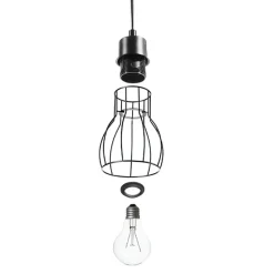 tectake Hanglamp Woody, 4-lichts, met houten balk, 40 W, Zwart/bruin