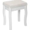 tectake Hocker voor makeup-tafel rozenpatroon, Wit