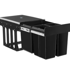 tectake Inbouw prullenbak Ashlyn, 3-voudige scheiding, 31L, telescooprails