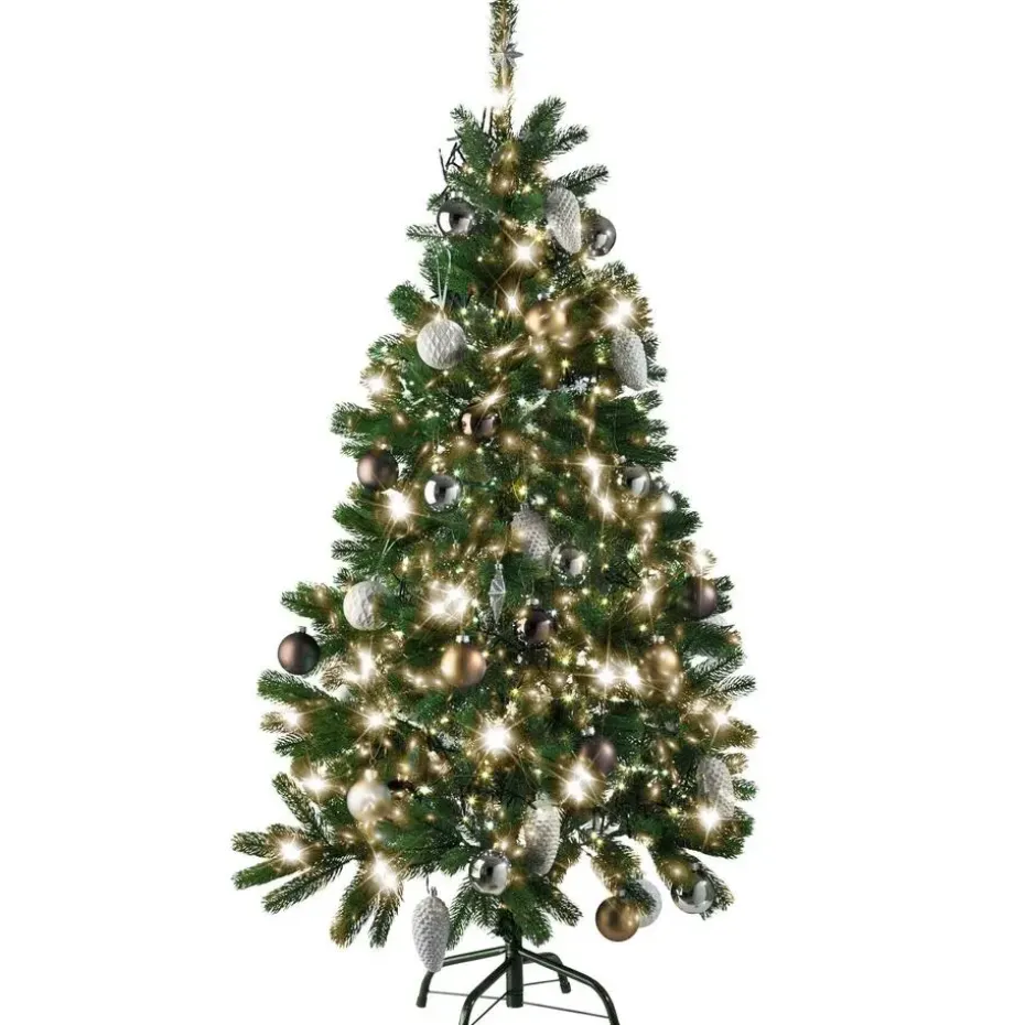 tectake Kunstkerstboom met spuitgegoten metalen standaard, Groen