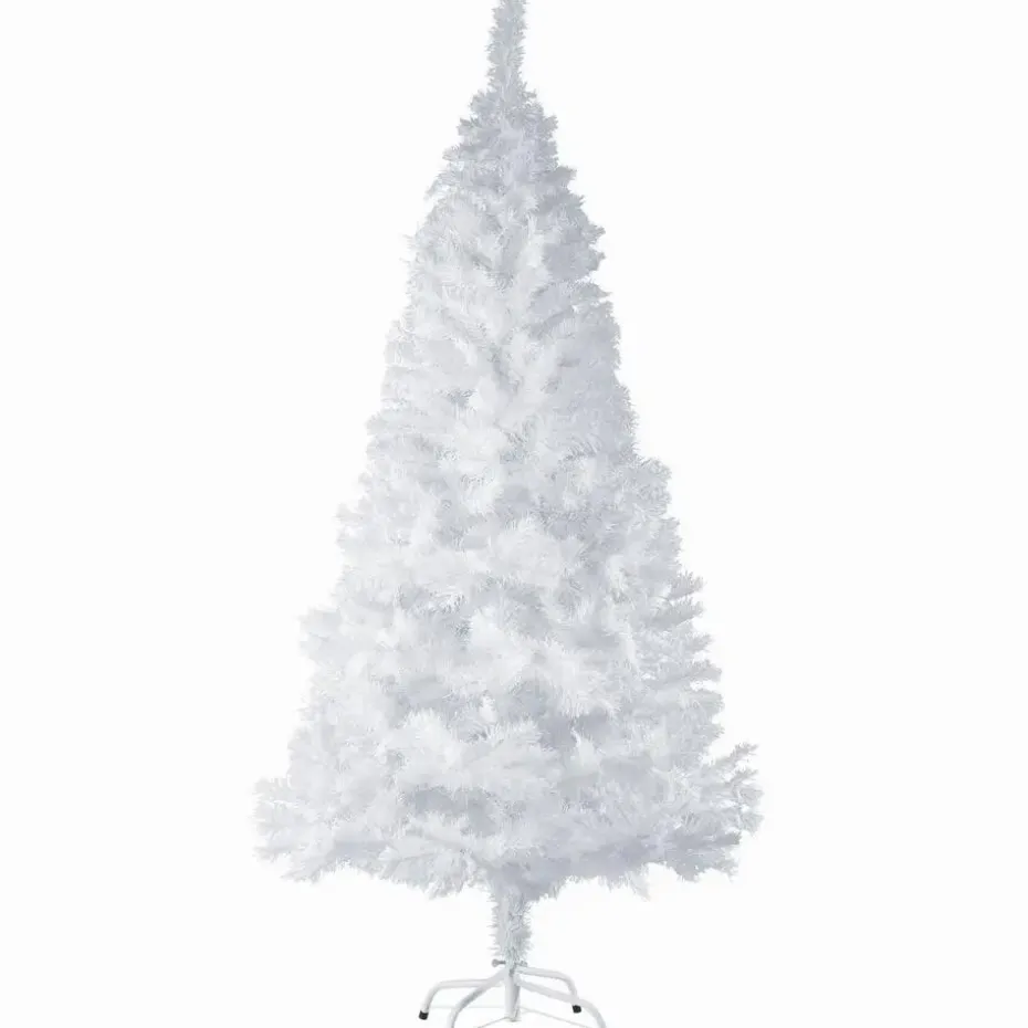 tectake Kunstkerstboom natuurgetrouw met metalen standaard wit, Wit