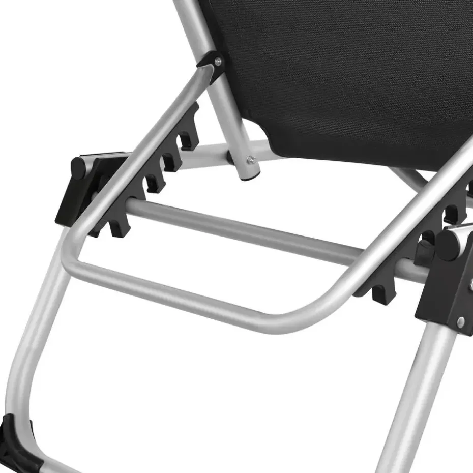 tectake Ligbed Aurelie van aluminium, 6 niveaus, Zwart