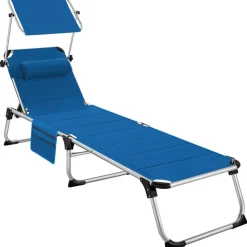 tectake Ligbed Lorella gestoffeerd, inklapbaar, Blauw