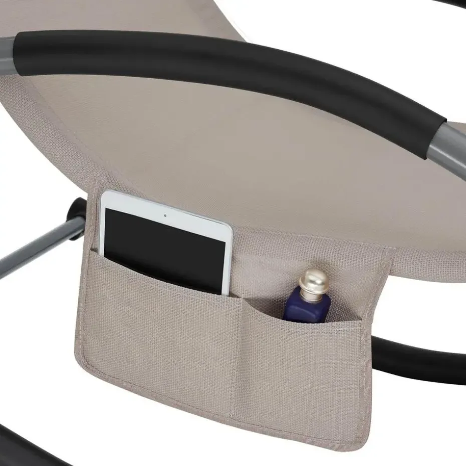 tectake Ligstoel Taya, ergonomisch, schommelfunctie, Beige