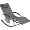 tectake Ligstoel Taya, ergonomisch, schommelfunctie, Grijs