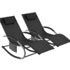 tectake Ligstoel Taya, ergonomisch, schommelfunctie, Zwart