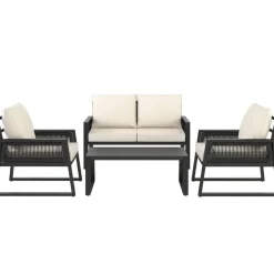 tectake Loungeset Captive in touwontwerp, Antraciet