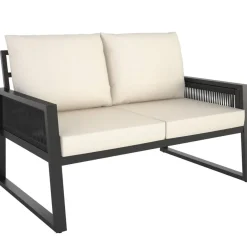 tectake Loungeset Captive in touwontwerp, Antraciet