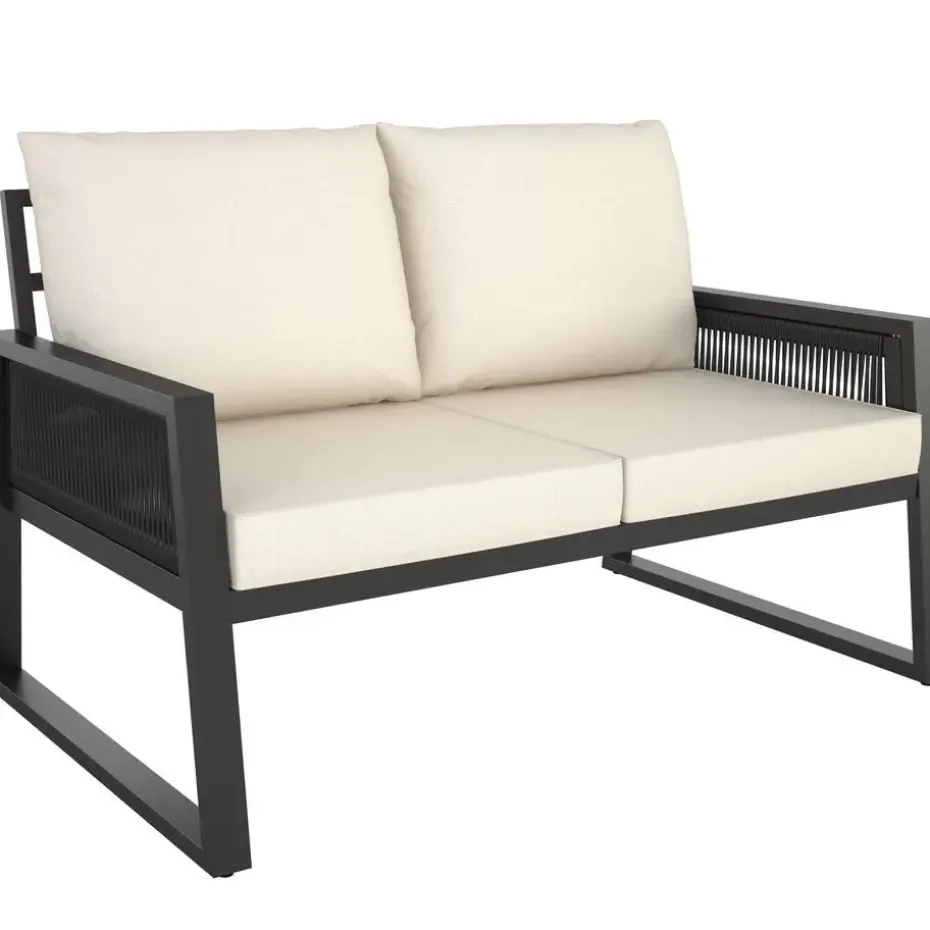 tectake Loungeset Captive in touwontwerp, Antraciet