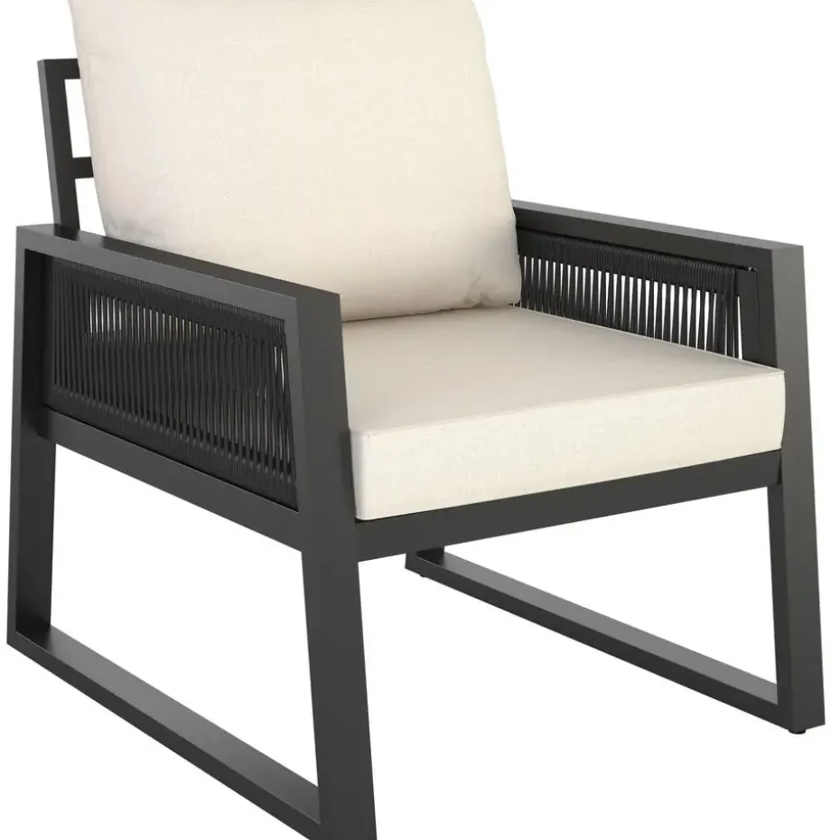 tectake Loungeset Captive in touwontwerp, Antraciet