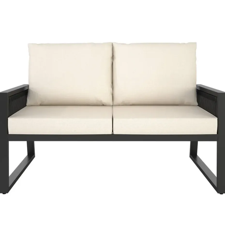 tectake Loungeset Captive in touwontwerp, Antraciet