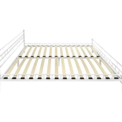 tectake Metalen bed met lattenbodem in modern ontwerp, 200 x 180 cm, Wit