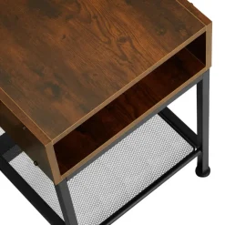 tectake Nachtkastje Harlow 40,5x40,5x52,5cm, Industrieel Hout Donker, Rustiek