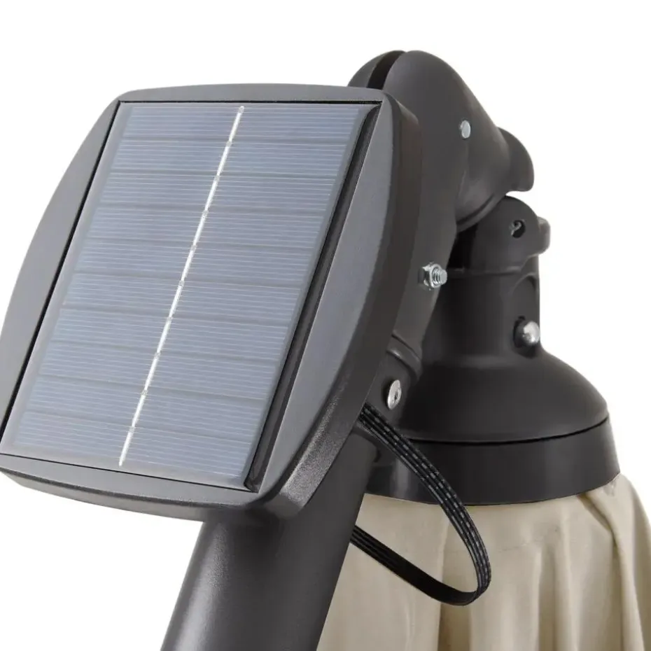 tectake Parasol Sunna LED-zonneenergie met zwengel 2,5 x 2,5 m, Beige