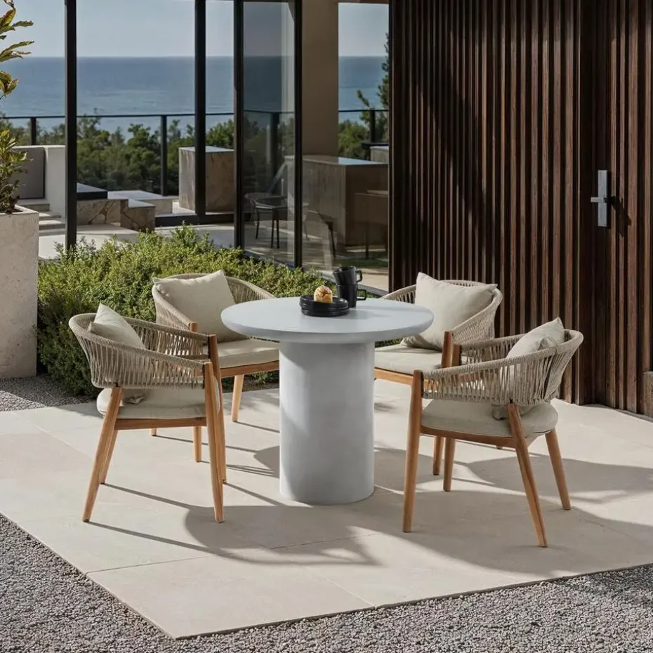 tectake Ronde tuintafel Talmi, voor binnen & buiten, 86,5x75,5cm, Betongrijs
