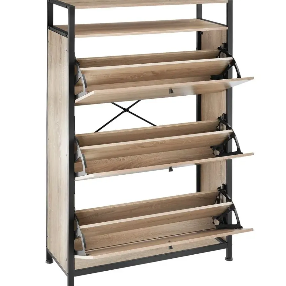 tectake Schoenenkast, Industrieel Licht Hout, Eiken Sonoma