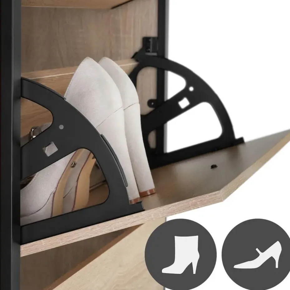 tectake Schoenenkast, Industrieel Licht Hout, Eiken Sonoma