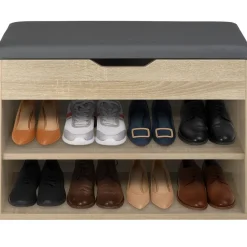 tectake Schoenenkast Jasmina met zitkussen 60x30x43,5cm
