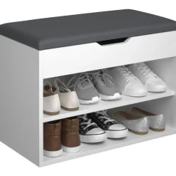 tectake Schoenenkast Jasmina met zitkussen 60x30x43,5cm, Wit