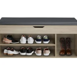 tectake Schoenenkast Natalya met zitkussen 104x30x49cm