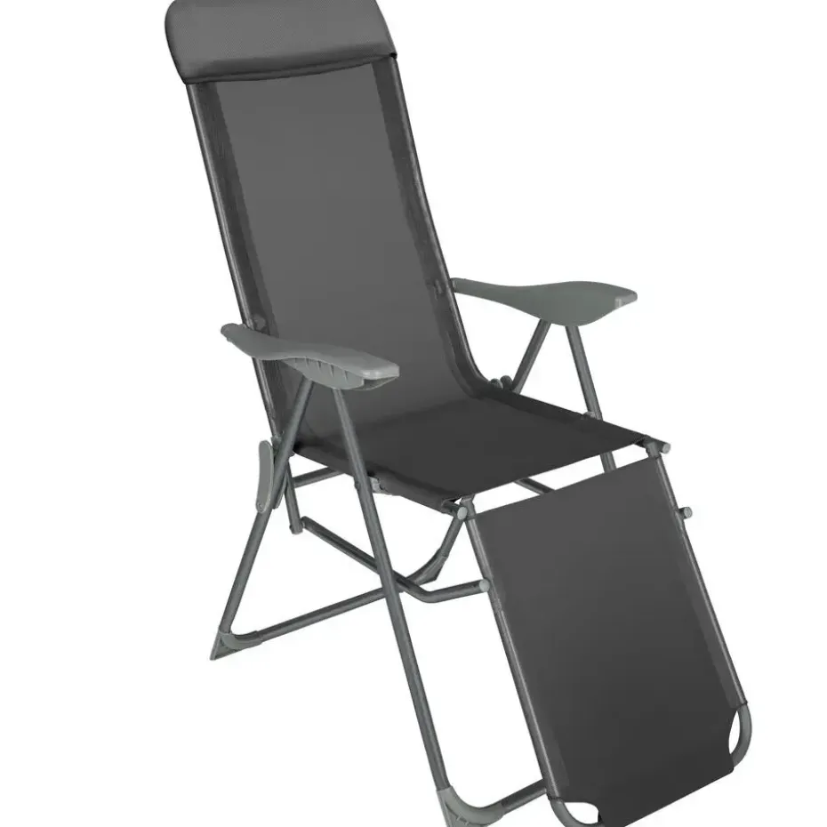 tectake Set van 2 aluminium tuinstoelen inklapbaar met hoofdsteun en voetensteun