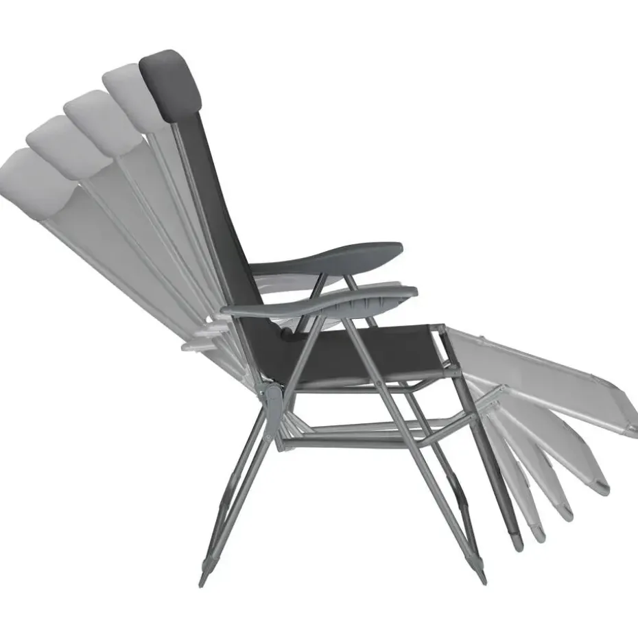 tectake Set van 2 aluminium tuinstoelen inklapbaar met hoofdsteun en voetensteun
