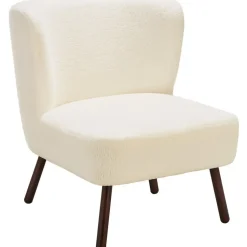 tectake Teddy-fauteuil Robina 2 offwhite W2, Bouclé Gebroken Wit