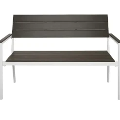 tectake Tuinbank Line 2-zitter met aluminium frame 128x59x88cm, Lichtgrijs/wit
