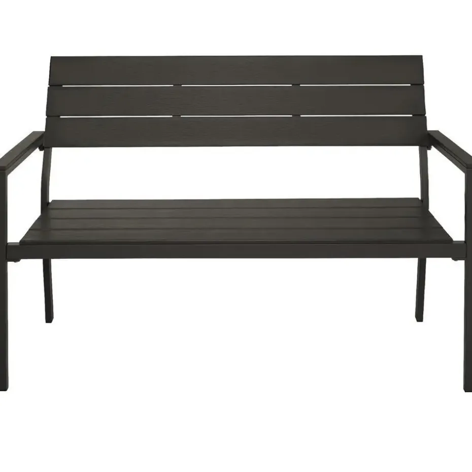 tectake Tuinbank Line 2-zitter met aluminium frame 128x59x88cm, Donkergrijs