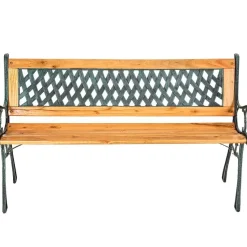 tectake Tuinbank Tamara 2-zitter van hout en gietijzer 128x51x73cm, Bruin