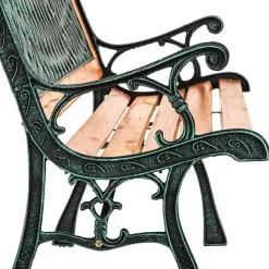 tectake Tuinbank Tamara 2-zitter van hout en gietijzer 128x51x73cm, Bruin