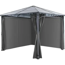 tectake Tuinpaviljoen Caracas, weerbestendig, polycarbonaat-dakplaten, Grijs