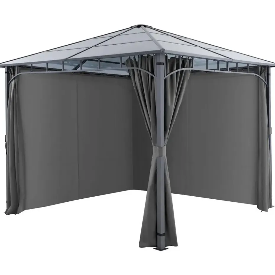tectake Tuinpaviljoen Caracas, weerbestendig, polycarbonaat-dakplaten, Grijs