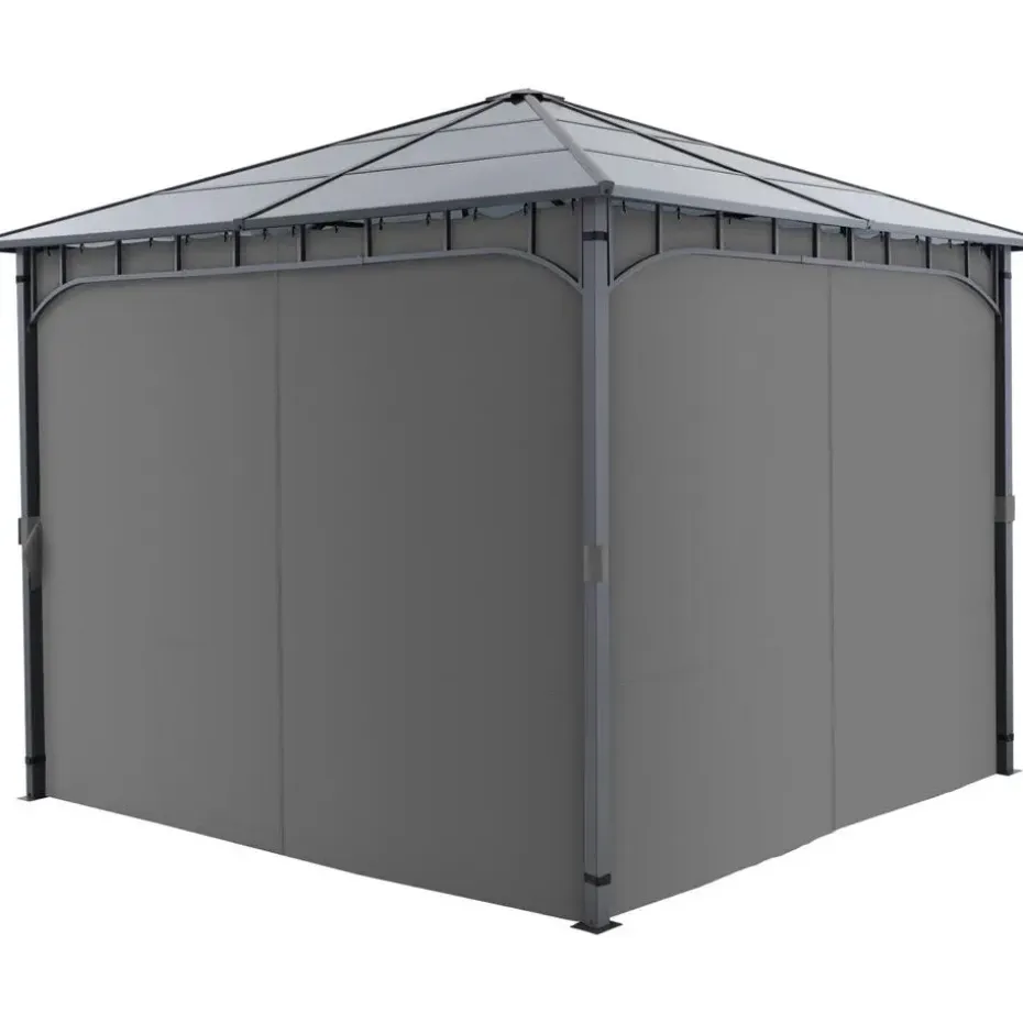 tectake Tuinpaviljoen Caracas, weerbestendig, polycarbonaat-dakplaten, Grijs