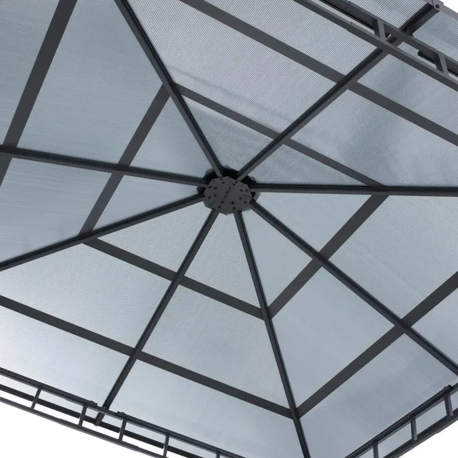 tectake Tuinpaviljoen Caracas, weerbestendig, polycarbonaat-dakplaten, Grijs