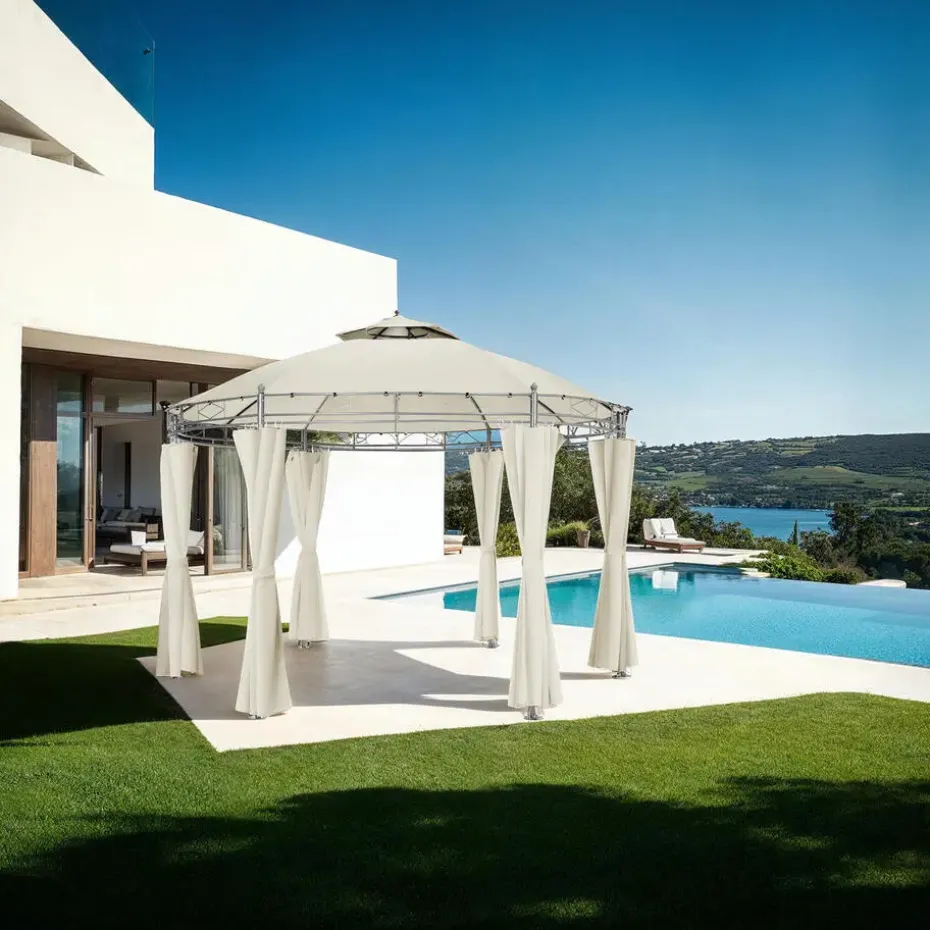 tectake Tuinpaviljoen Siana Ø 3.5m, Crème