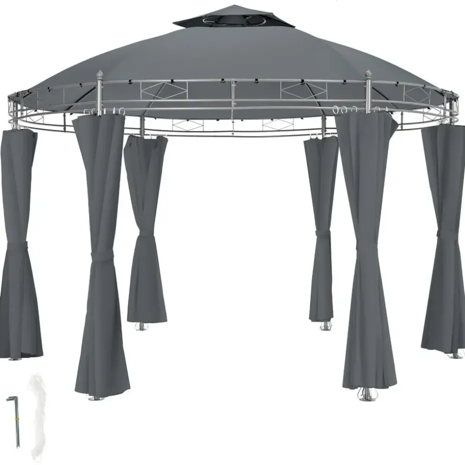 tectake Tuinpaviljoen Siana Ø 3.5m, Antraciet