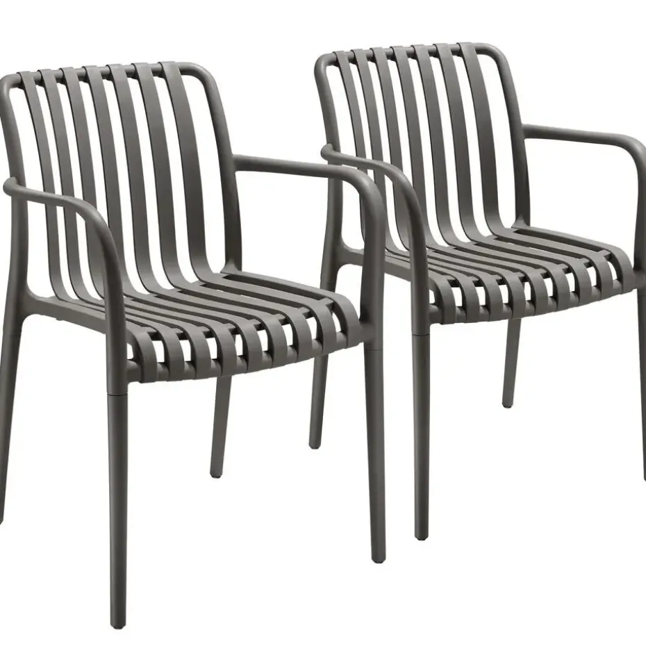 tectake Tuinstoelen Alcudia, weerbestendig, stapelbaar, Antraciet