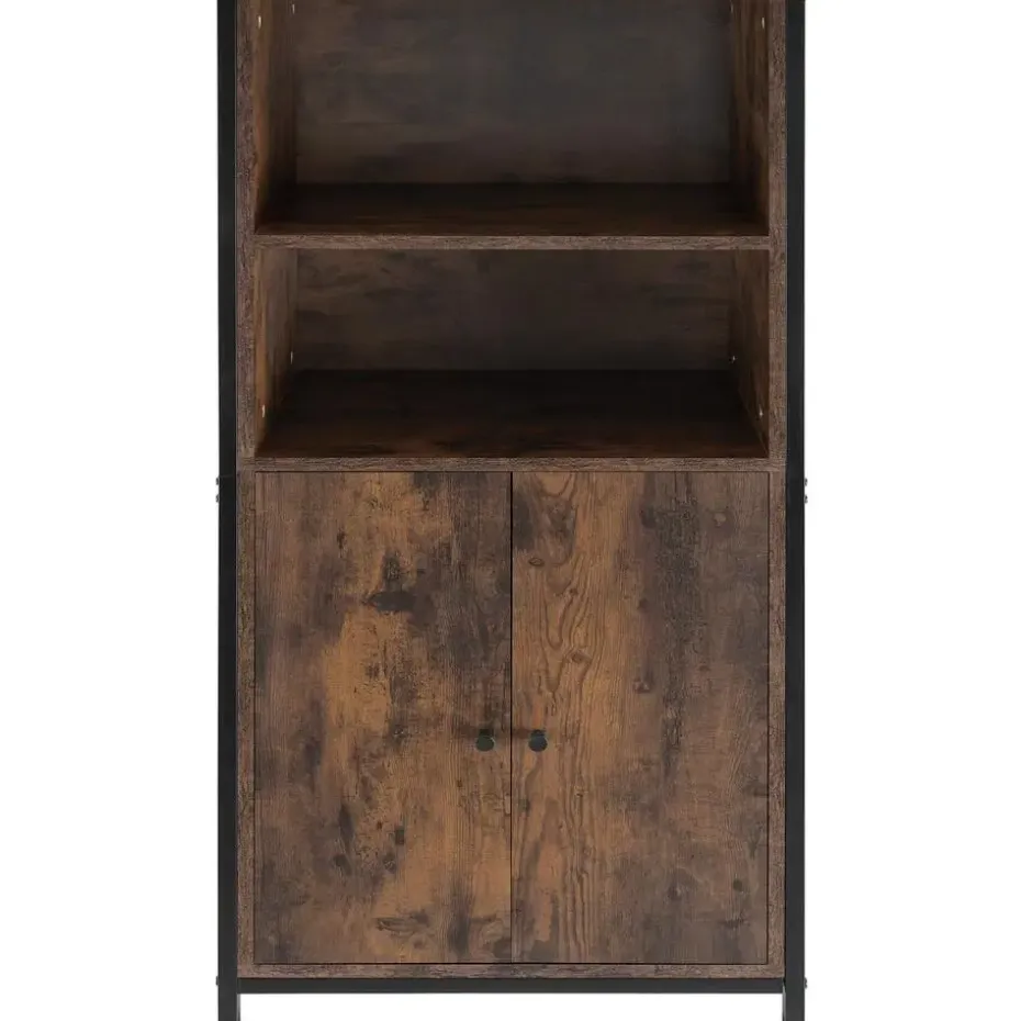 tectake Wandkast Doncaster 60x38x125cm, Industrieel Hout Donker, Rustiek