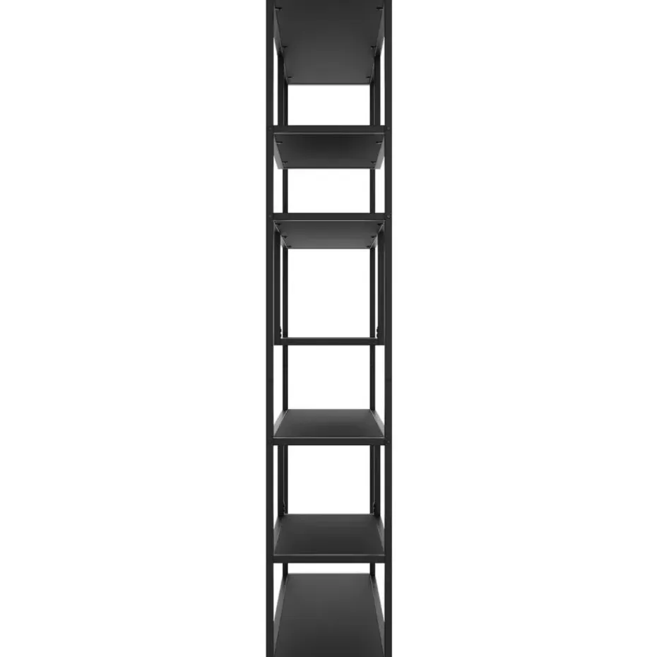 tectake Wandkast Venda met 6 vakken, industriële stijl, 85x35x188cm, Zwart