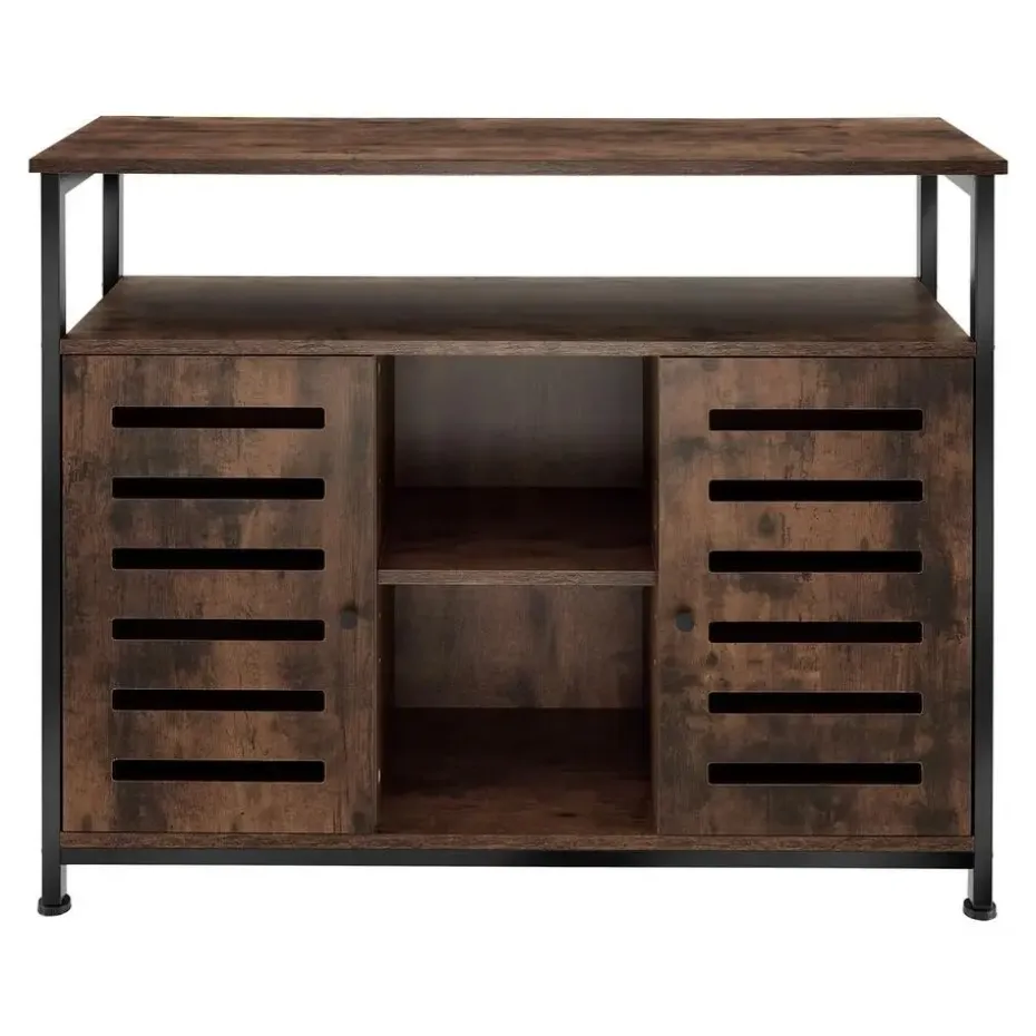 tectake Wandkast Warrington 100x37x82cm, Industrieel Hout Donker, Rustiek