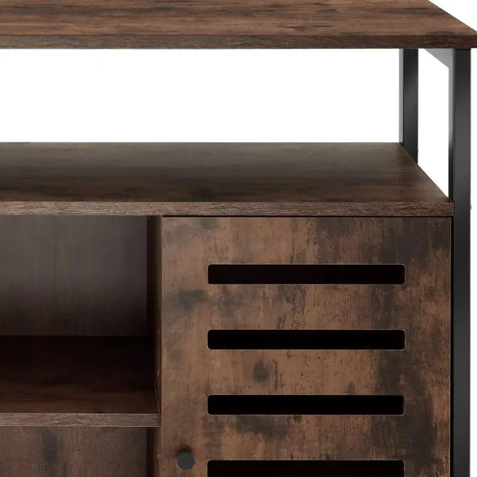 tectake Wandkast Warrington 100x37x82cm, Industrieel Hout Donker, Rustiek
