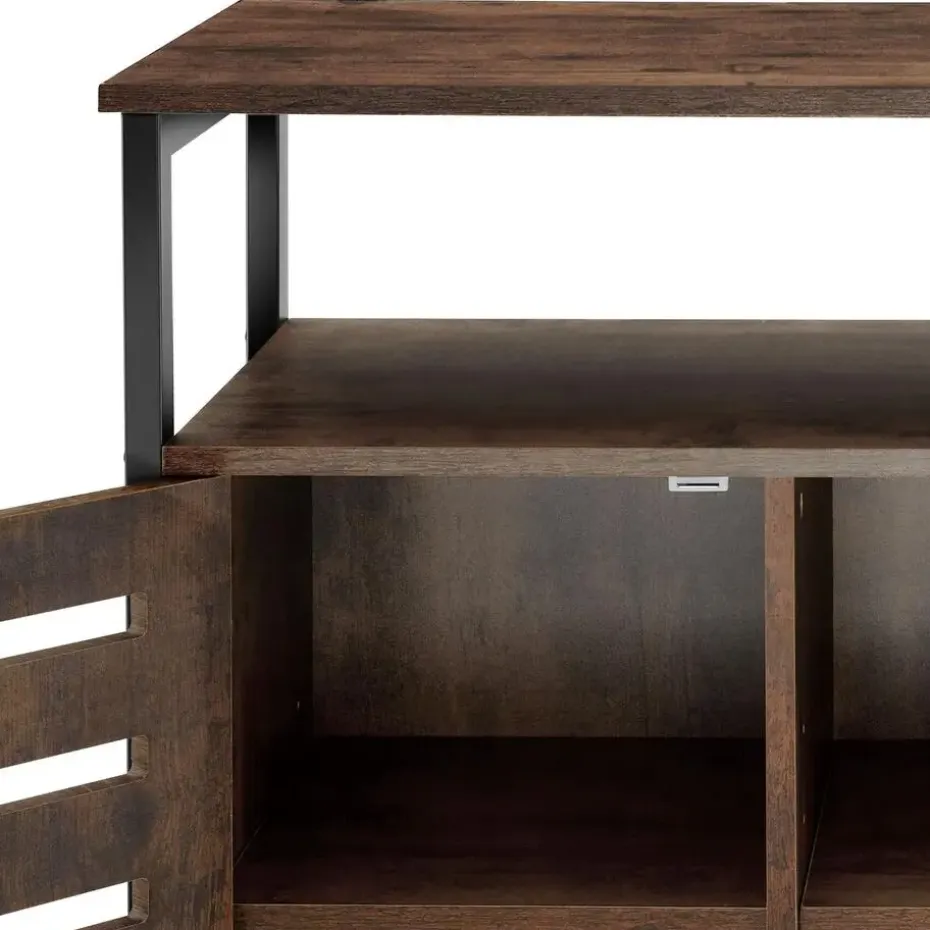 tectake Wandkast Warrington 100x37x82cm, Industrieel Hout Donker, Rustiek