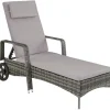 tectake Wicker ligbed Cassis, Grijs